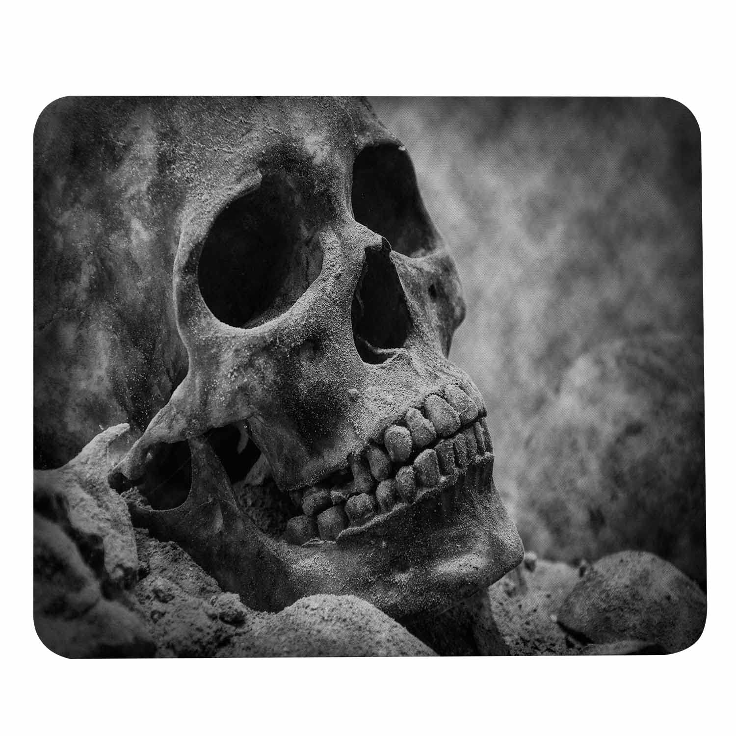 Pehede Gaming Mousepad Black Scary Skull,Mouse Pads For Computers Laptop Gaming Office & Home,Non-Slip Rubber Base Mousepad 7.9X