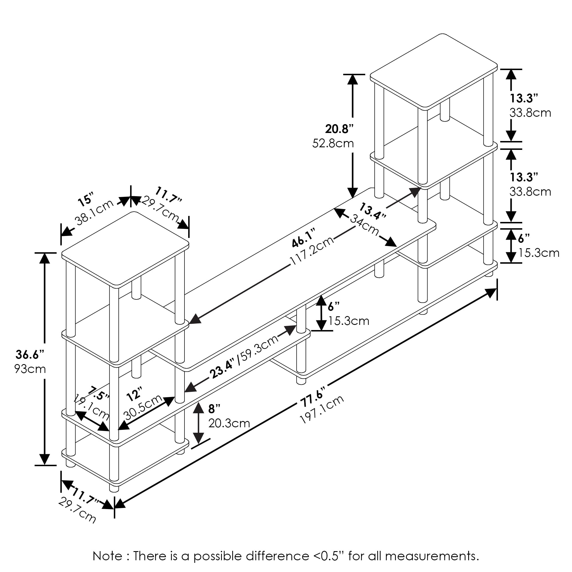 FURINNO Turn-N-Tube Grand Entertainment Center, Espresso/Black