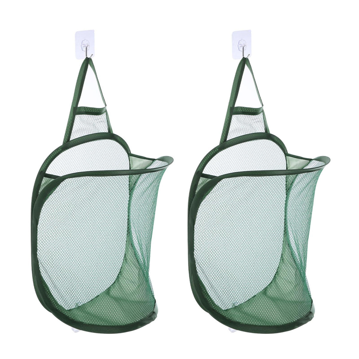 uxcell 2Pcs Hanging Laundry Hamper Foldable Mesh Laundry Basket with Hooks for Home Storage of Dirty Clothes, Camping Trip, Hote