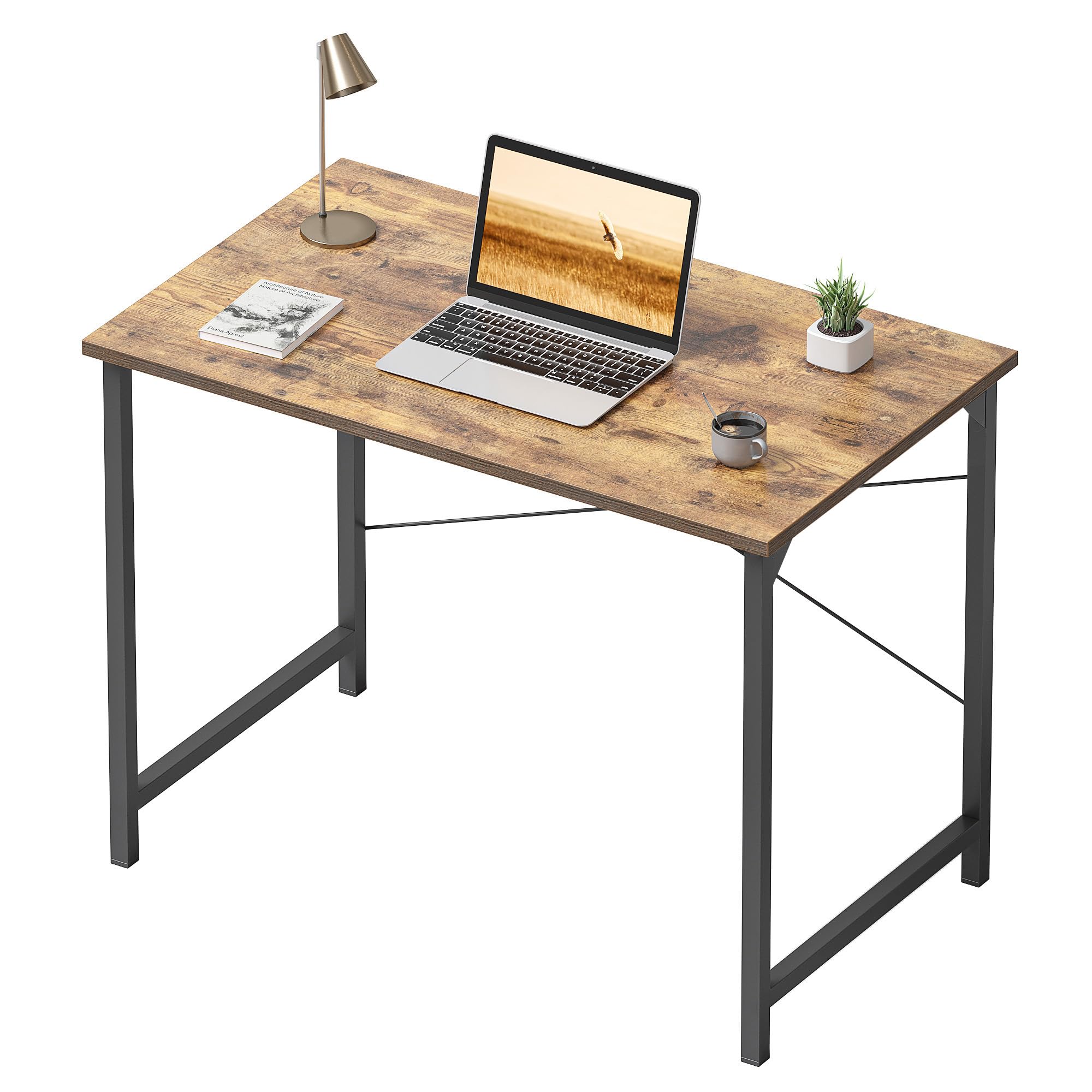 Cubiker Computer Desk, 32 inch Small Home Office Desk for Small Spaces, Modern Simple Style for Home, Office, Brown