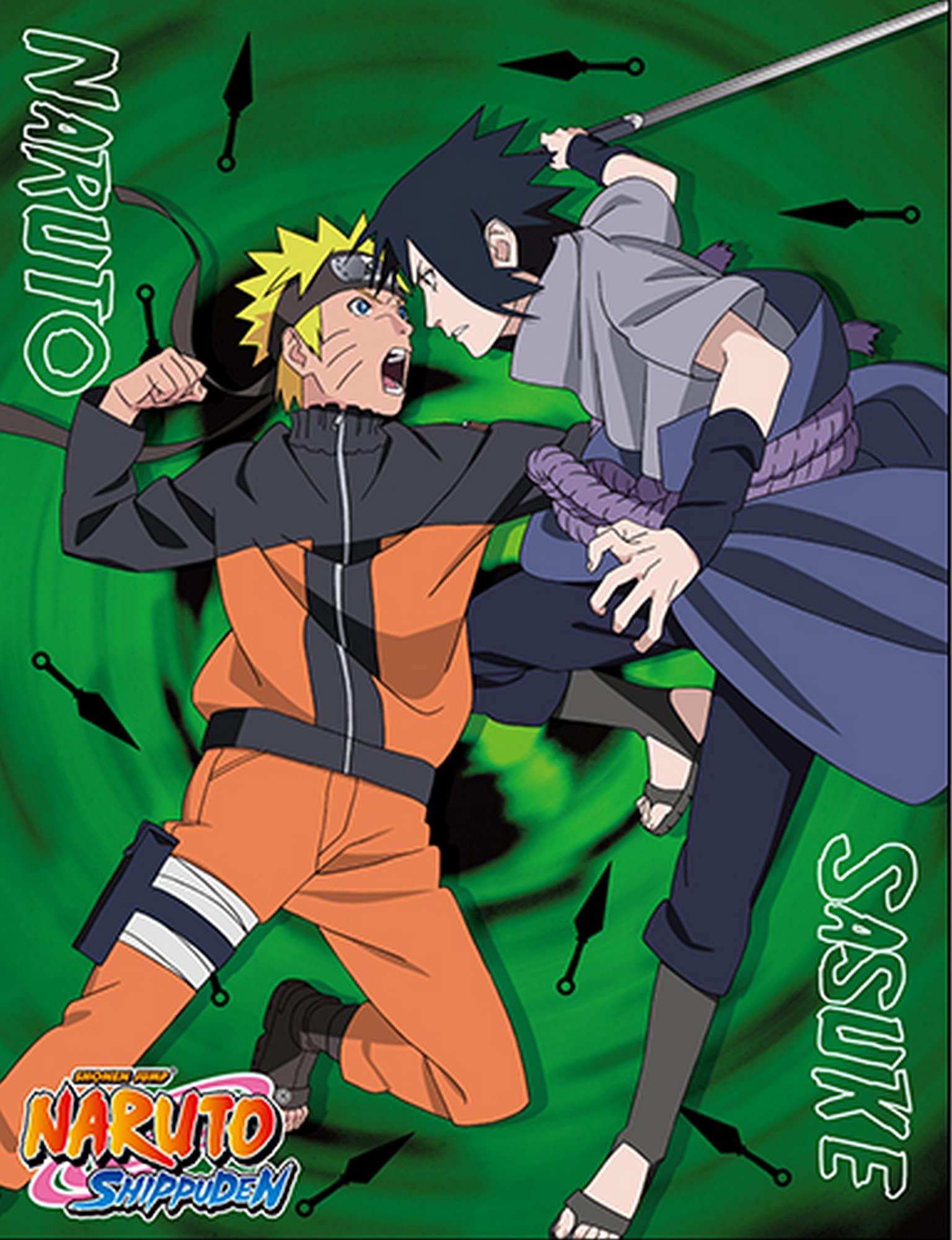 Great Eastern Entertainment Naruto Shippuden- Sasuke & Naruto Sublimation Throw Blanket 46Wx60L