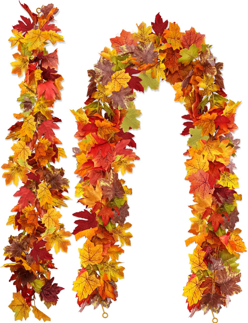 wohohoho 2 Packs Fall Garland Maple Leaf, 5.9Ft/Pieces Fall Leaves Garland 7 Maple Leaves Hanging Vines for Autumn Decor Hallowe