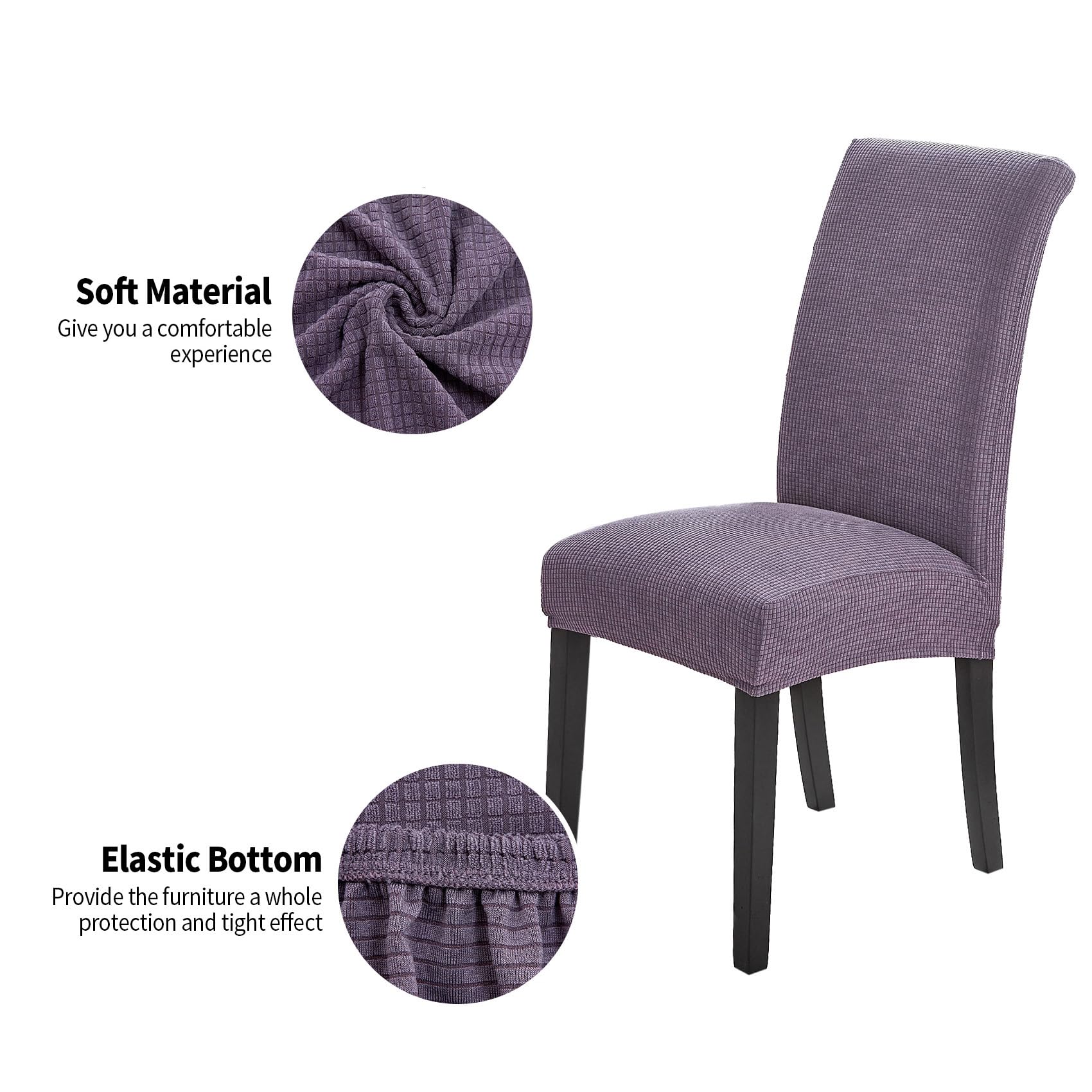 Joccun Chair Covers For Dining Room Set Of 2,Water Repellent Dining Chair Slipcovers Stretch Dining Room Chair Covers Seat Protector,Washable Parsons Chair Cover For Home,Hotel(Grapeade,2 Pack)