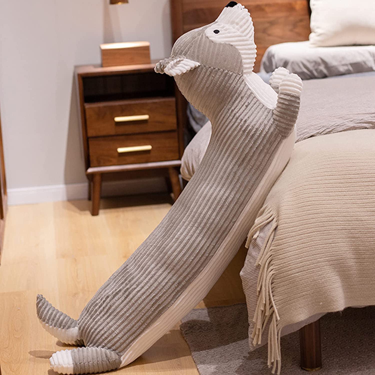 Enhopty 43    Giant Husky Dog Plush Pillow Puppy Wolf Stuffed Animal Plushie Hugging Long Body Throw Sleeping Pillow For Kids Ch