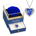 NEWNOVE Mothers Day Gifts - Preserved Real Blue Rose with Angel Wings Necklace - Flower Gifts for Women Wife Girlfriend Mom and 