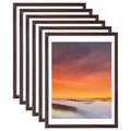 BSRHOME 12x16 Picture Frame Set of 6, Display Pictures 11x14 with Mat or 12x16 Without Mat,Wall Gallery Photo Frames, Brown