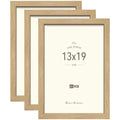VCK 13x19 Poster Frame Beige Oak, Natural Solid Wood Picture Frames 3 Pack with Polished Plexiglass, Wall Hanging