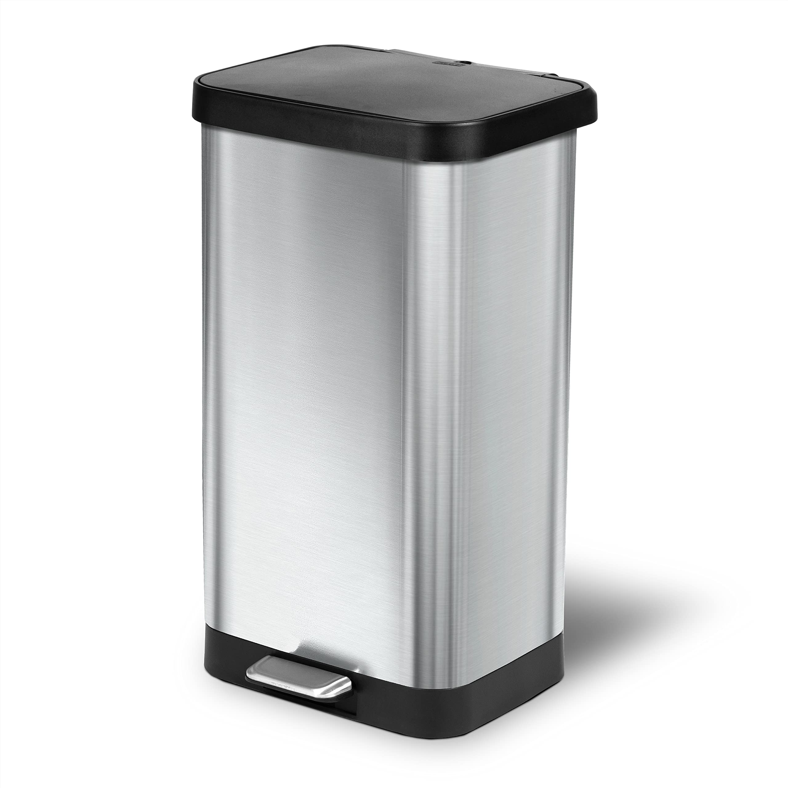Glad Stainless Steel Step Trash Can with Clorox Odor Protection | Large Metal Kitchen Garbage Bin with Soft Close Lid, Foot Peda