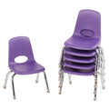 Factory Direct Partners 10356-PU 10 School Stack Chair, Stacking Student Seat with Chromed Steel Legs and Nylon Swivel Glides fo