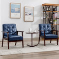 Okeysen Accent Chairs Set Of 2, Mid Century Modern Accent Chair, Retro Wood And Leather Armchairs Side Chair, Lounge Reading Com