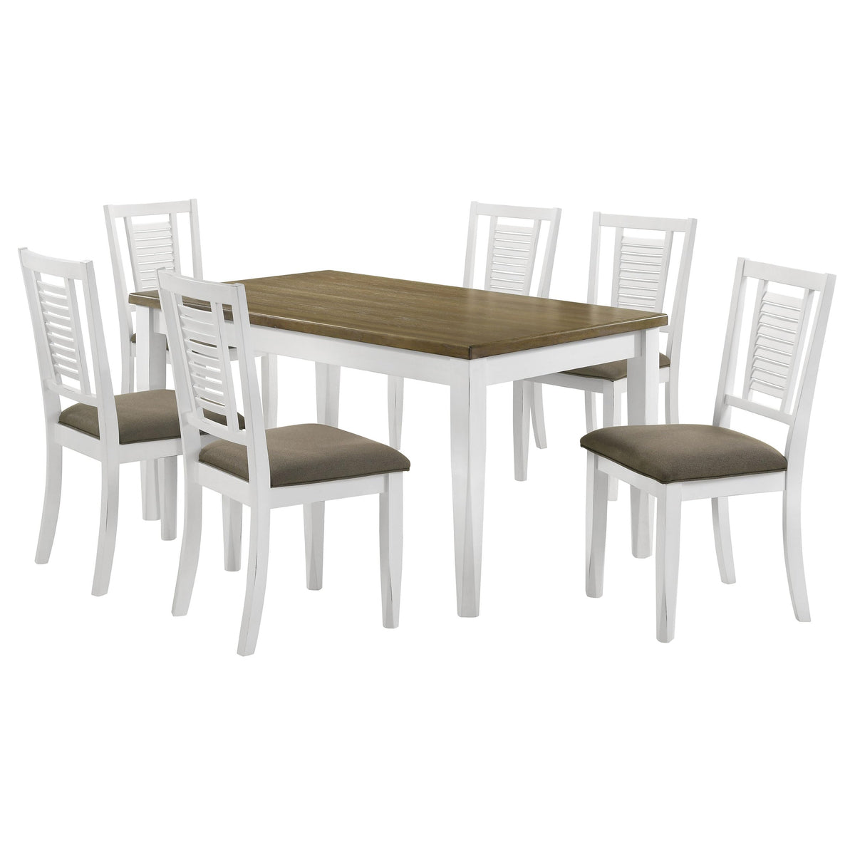 Coaster Home Furnishings Appleton 7-Piece Rectangular Dining Set Brown Brushed and White