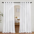 Nicetown Voile White Sheer Curtains 84 Inches Long For Sliding Glass Door, Grommet Casual Airy & Elegant Extra Wide Window Treat