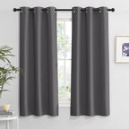 RYB HOME Grey Blackout Curtains 63 inches Length 2 Panels Set, Heavy Duty Solid Curtains Drapes Room Darkening Privcay Window Tr