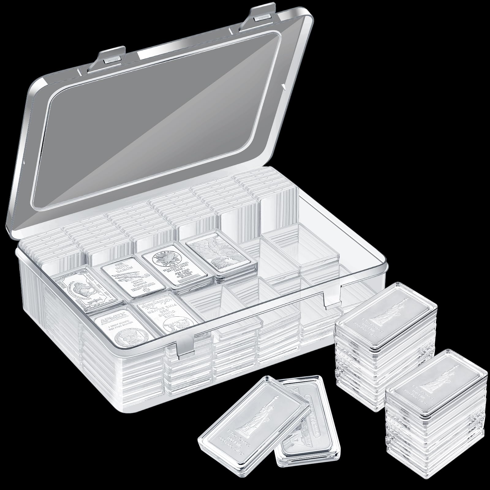 Batiyeer Silver Bar Case Silver Bar Holder Clear 1Oz Silver Bar Storage Acrylic Silver Bullion Holders Silver Bar Storage Case A