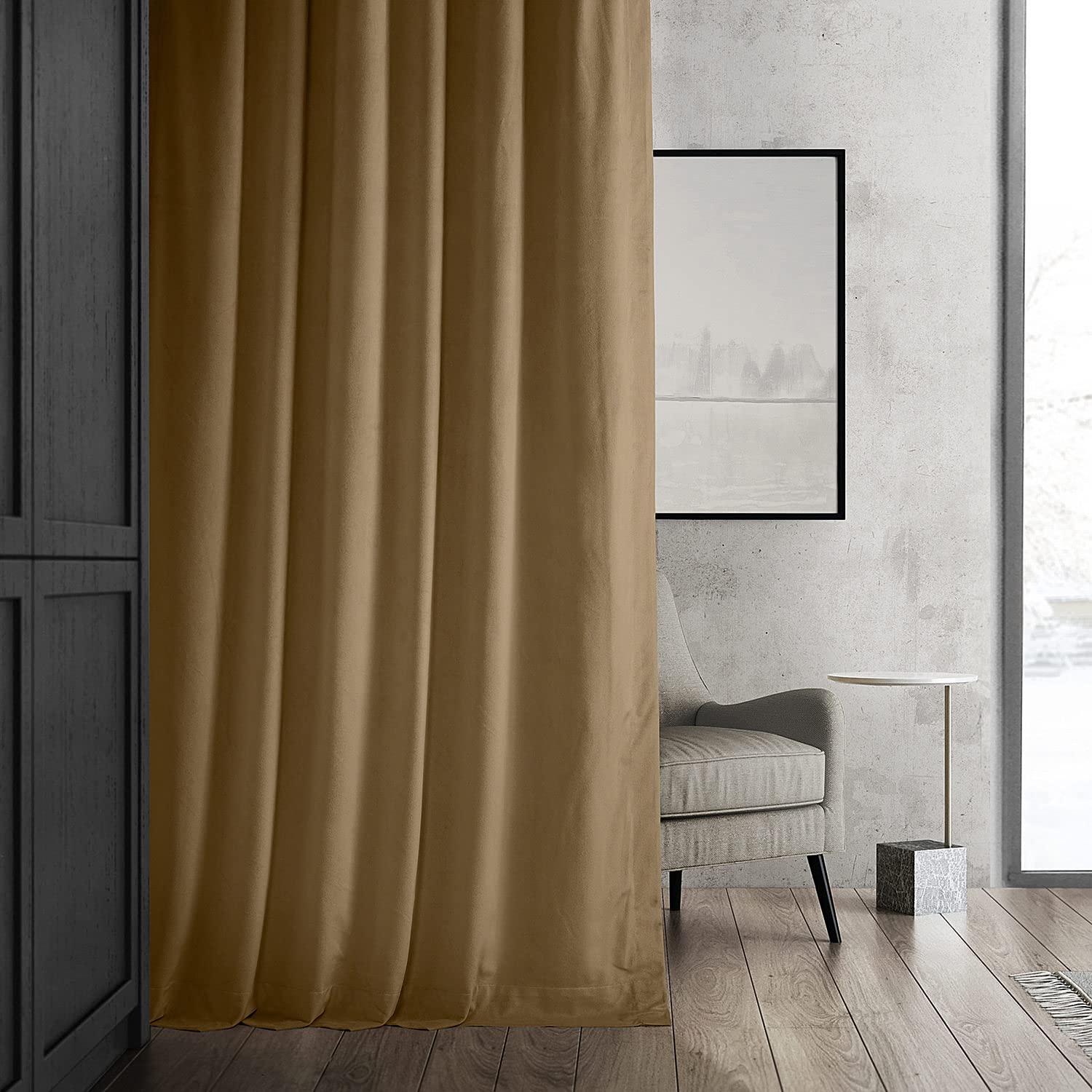 Hpd Half Price Drapes Signature Velvet Thermal Blackout Curtains For Living Room 84 Inch Long (1 Panel) Rod Pocket Insulated Blackout Curtains For Bedroom Window Curtains, 50W X 84L, Amber Gold