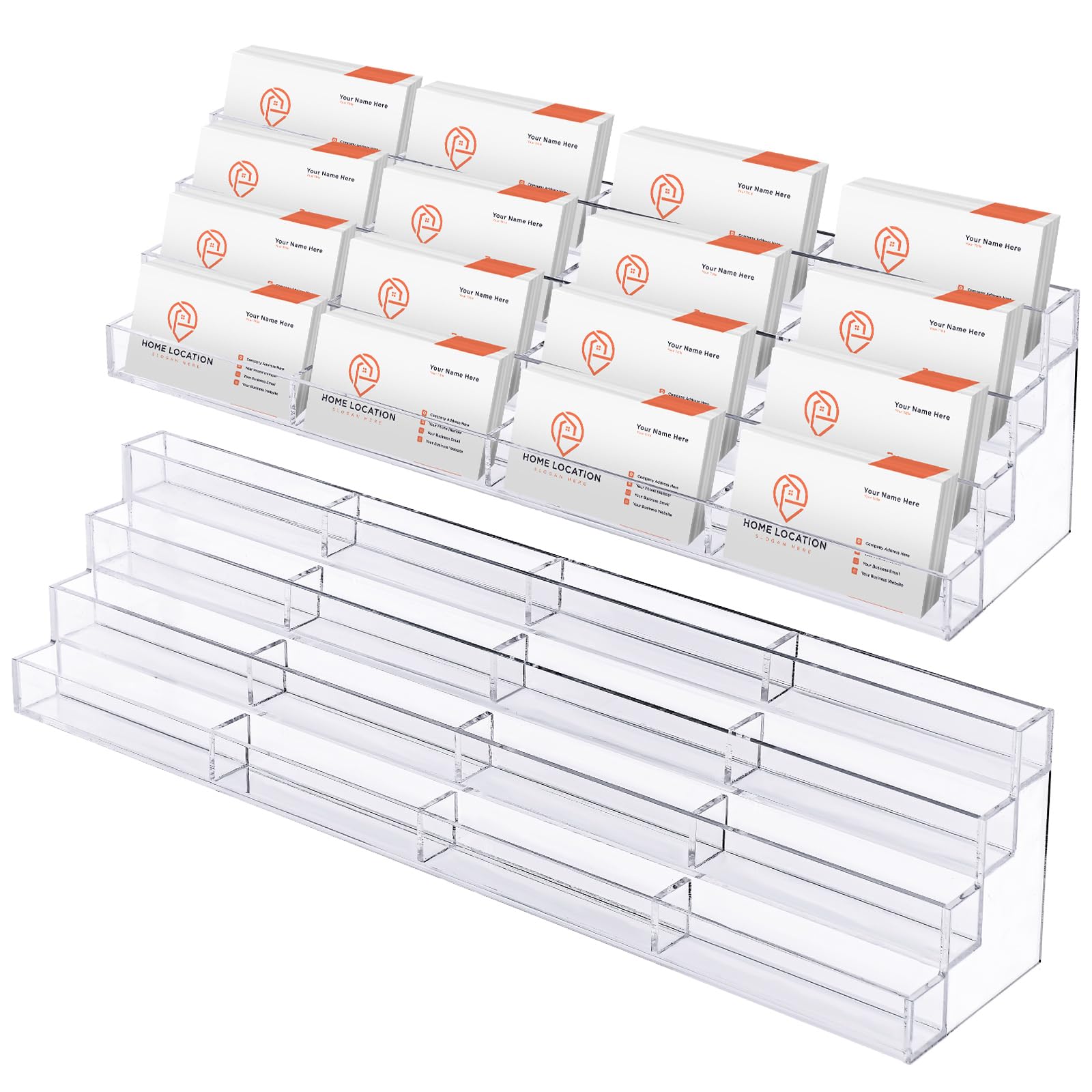 Hoteam Acrylic Business Card Holder For Desk Multiple Business Card Holders 16 Slot 4 Tier Large Business Card Organizer Busines