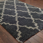 HomeRoots 507904 8 x 11 ft. Geometric Shag Power Loom Stain Resistant Rectangle Area Rug Charcoal & Grey
