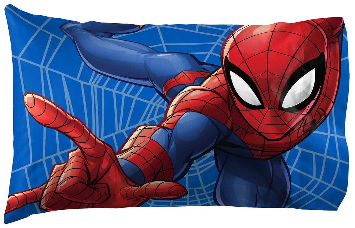 Jay Franco Marvel Spiderman Web Sides 1 Single Reversible Pillowcase - Double-Sided Kids Super Soft Bedding (Official Marvel Pro