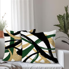 Supwhd Black Gold And Green Pillow Covers, Abstract Black And Gold Pillow Covers 16X16 Set Of 2, Modern Boho Decorative Throw Pi