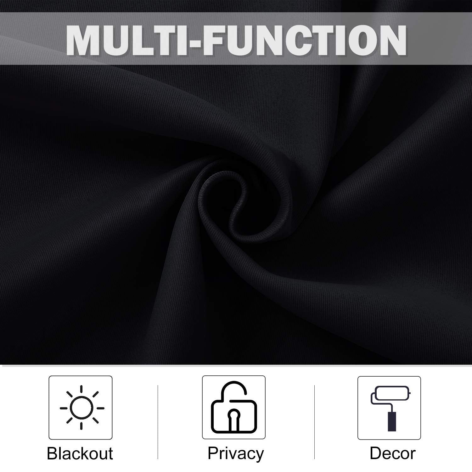 Nicetown Black Small Window Valances Curtains - Thermal Insulated Home Decor Blackout Grommet Tier Curtains Drapes For Kitchen/Bedroom/Office (42W By 24L 1.2 Inches Header, Black, 2 Pieces)