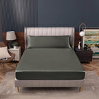Homiest Dark Grey Satin Fitted Sheet King Size Fitted Bed Sheet, Deep Pocket Fitted Sheet Only, Luxury & Ultra Soft Bedding Fitted Sheet Single Bottom Bed Sheets Sold Separately