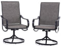 Phi Villa Set Of 2 Patio Swivel Dining Chairs, Outdoor, Metal With Textilene Mesh Fabric, Furniture With Armrest, Black Frame.