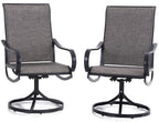 Phi Villa Set Of 2 Patio Swivel Dining Chairs, Outdoor, Metal With Textilene Mesh Fabric, Furniture With Armrest, Black Frame.