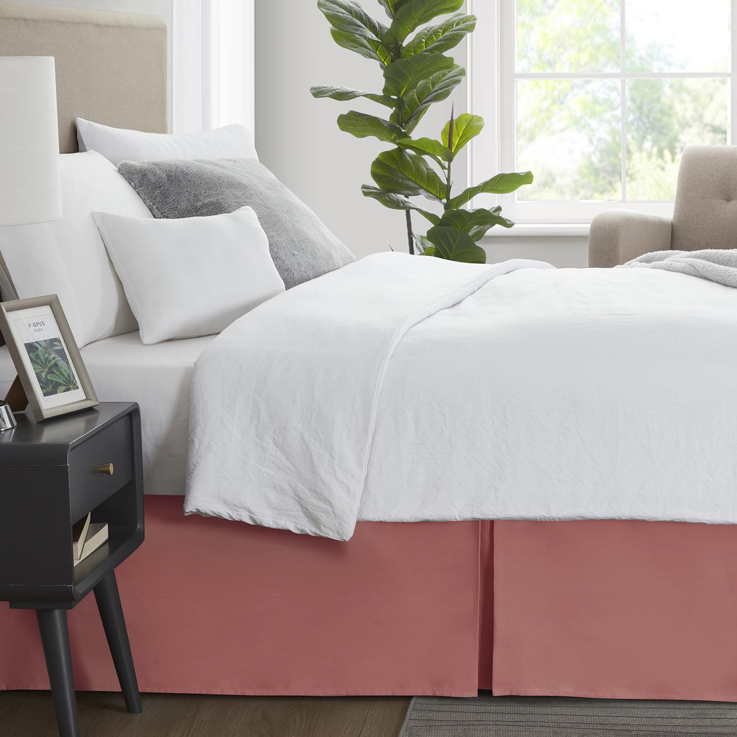 Nestl Pink Clay Bed Skirt King Size - King Bed Skirt 14 Inch Drop - Brushed Microfiber Bed Skirts - Hotel Quality Pleated Bed Skirt - Shrinkage & Fade Resistant