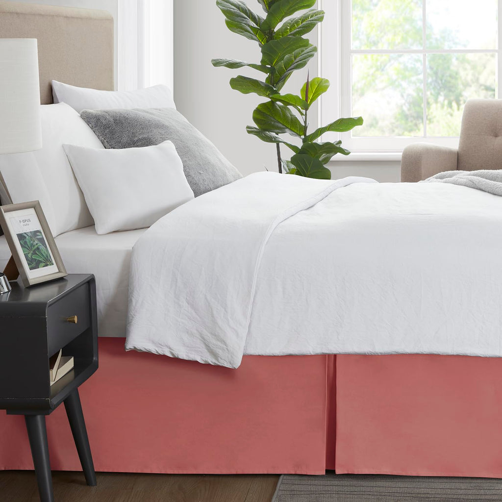 Nestl Pink Clay Twin Xl Bed Skirt - Twin Xl Size Bed Skirt 14 Inch Drop - Brushed Microfiber Bed Skirts - Hotel Quality Pleated Bed Skirt - Shrinkage & Fade Resistant