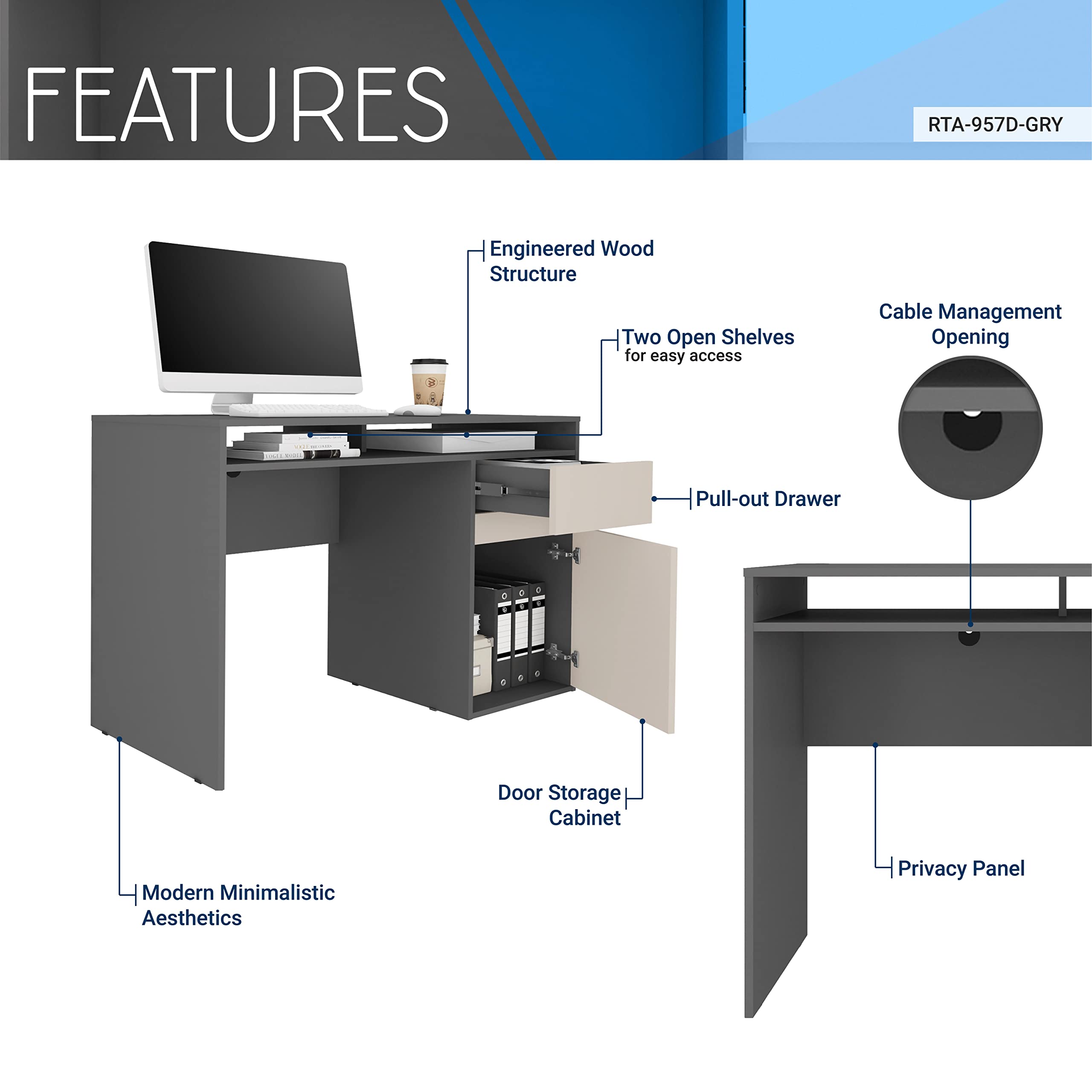 Techni Mobili Home Office Workstation With Storage