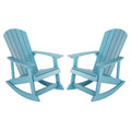 Yefu Outdoor Rocking Chair Set Of 2,Adirondack Rocking Chair,Patio Rocker Chair With Wide Back,Oversized Rocker Chair Look Like Real Wood, For Lawn, Porch, Backyard, Indoor And Garden(Blue)