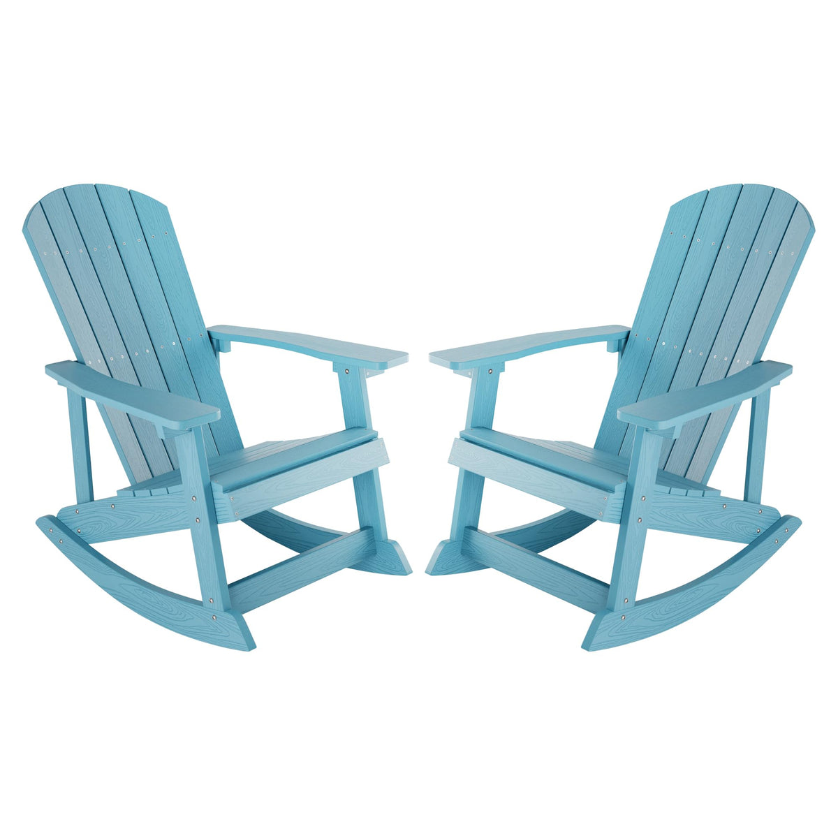 Yefu Outdoor Rocking Chair Set Of 2,Adirondack Rocking Chair,Patio Rocker Chair With Wide Back,Oversized Rocker Chair Look Like Real Wood, For Lawn, Porch, Backyard, Indoor And Garden(Blue)
