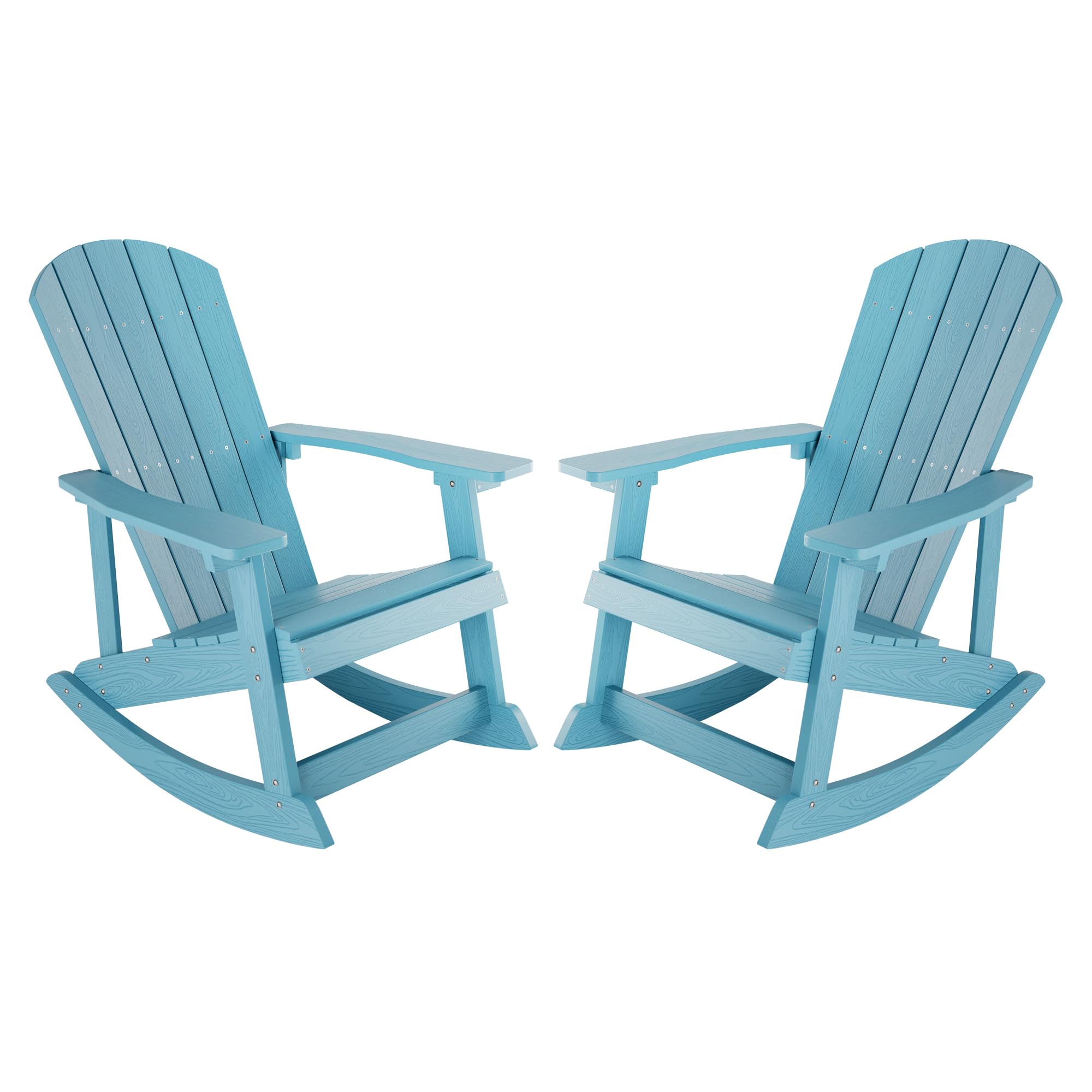 Yefu Outdoor Rocking Chair Set Of 2,Adirondack Rocking Chair,Patio Rocker Chair With Wide Back,Oversized Rocker Chair Look Like Real Wood, For Lawn, Porch, Backyard, Indoor And Garden(Blue)