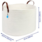 Casaphoria Extra Large Woven Cotton Rope Storage Basket For Organizing Towels Blanket Laundry Baskets For Bathroom,White Tall La
