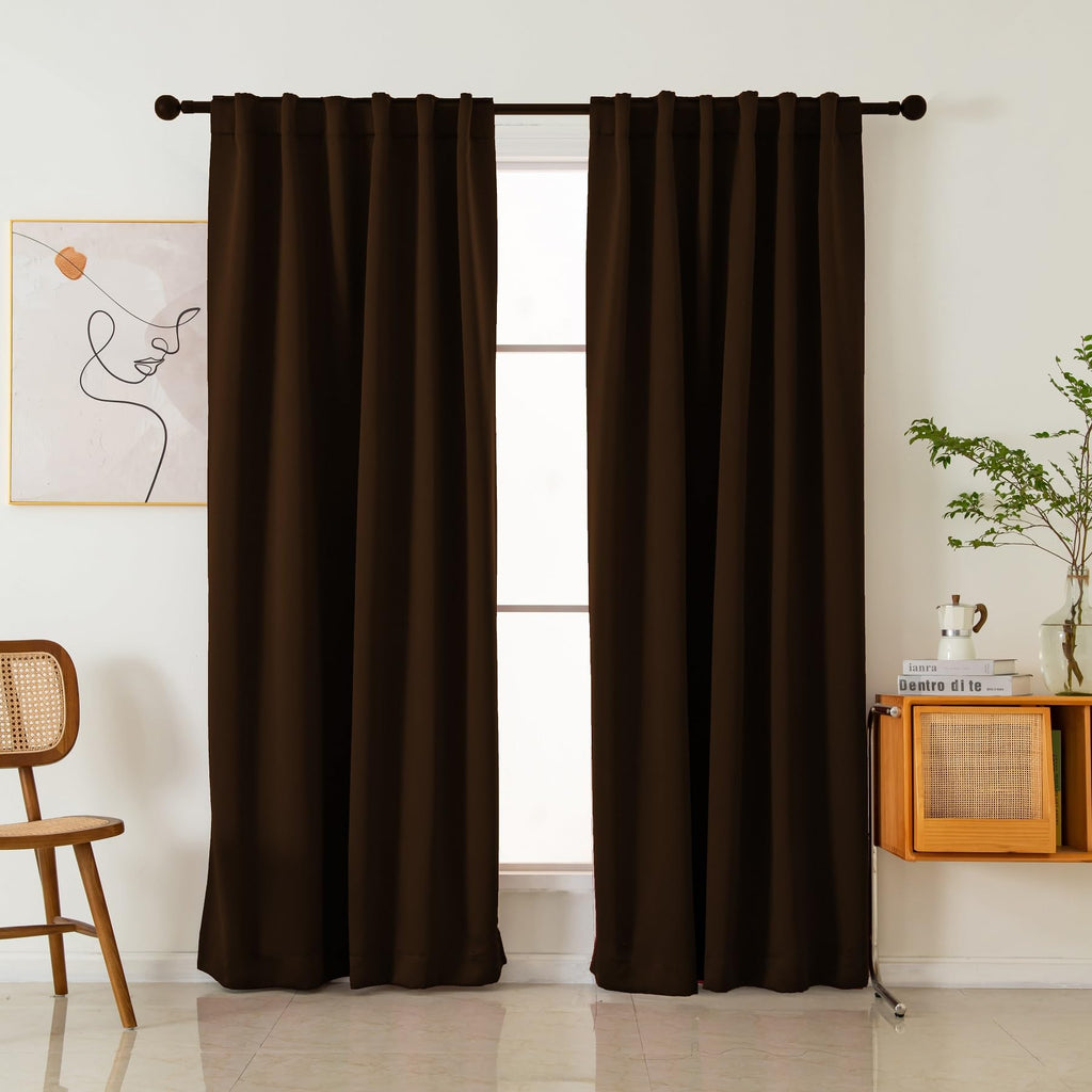 Pickluc Blackout Curtains 96 Inches Long 2 Panels, Black Out Drapes for Bedroom or Living Room, Back Tab and Rod Pocket Top, Set