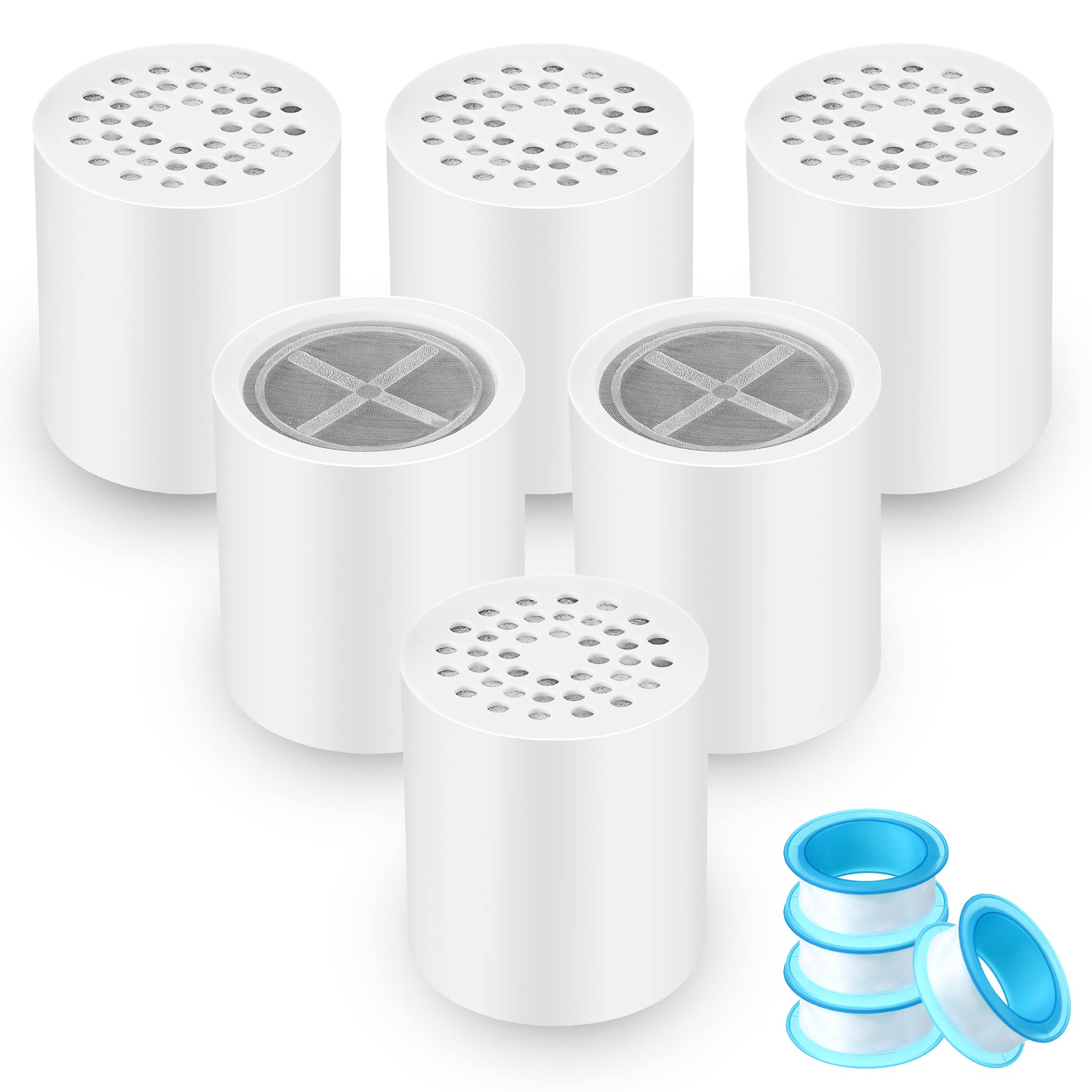 Enhon 6 Pack 20 Stage Shower Filter Replacement Cartridge, Shower Head Filter Refill for Hard Water to Remove Chlorine Fluoride 