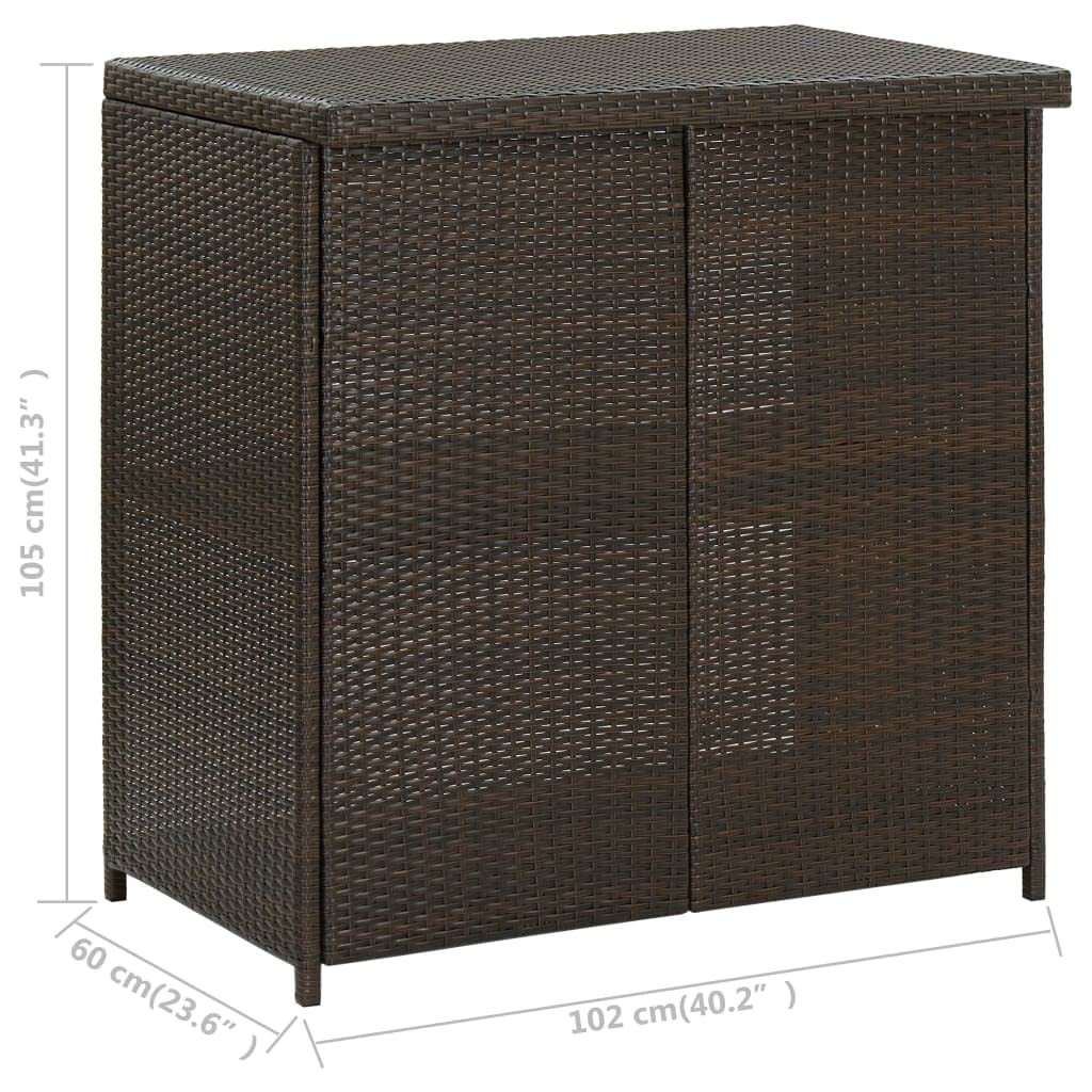 vidaXL Outdoor 3 Piece Bar Set - PE Rattan, Steel Frame, Comfortable Seating with Footrest and Washable Cushion Covers, Ample Storage Shelves - Stylish Brown Bar Set for Patio or Garden