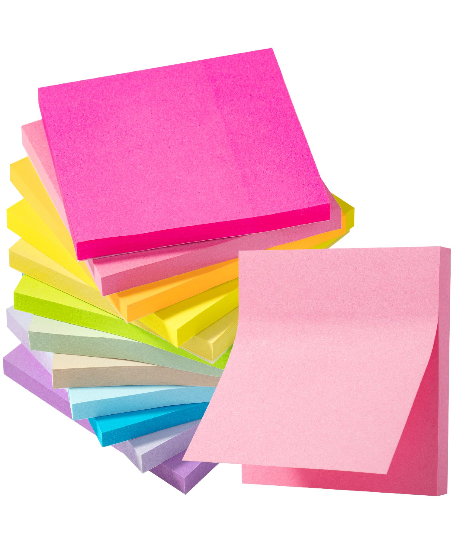 Mr. Pen Sticky Notes, 3'X3', 12 Pads, 600 Sheets, Pastel Colors