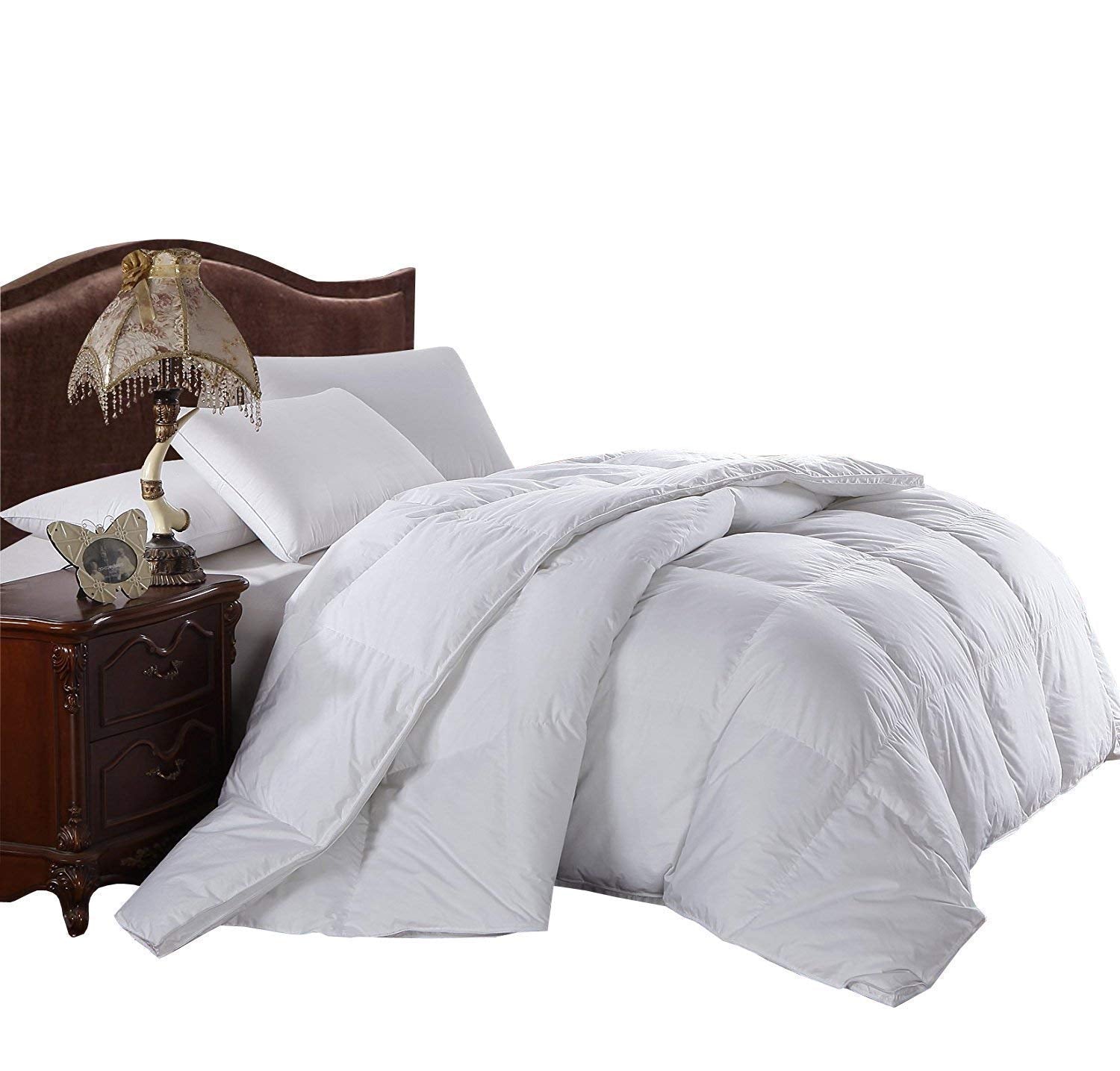 King Size 300ThreadCount Hungarian Goose Down Alternative Comforter 100 Percent Cotton 300 Tc  750Fp  86 Oz  Solid White Do