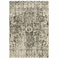 HomeRoots 508845 10 x 13 ft. Gray Ivory & Brown Oriental Power Loom Stain Resistant Rectangle Area Rug