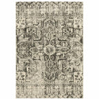 HomeRoots 508845 10 x 13 ft. Gray Ivory & Brown Oriental Power Loom Stain Resistant Rectangle Area Rug