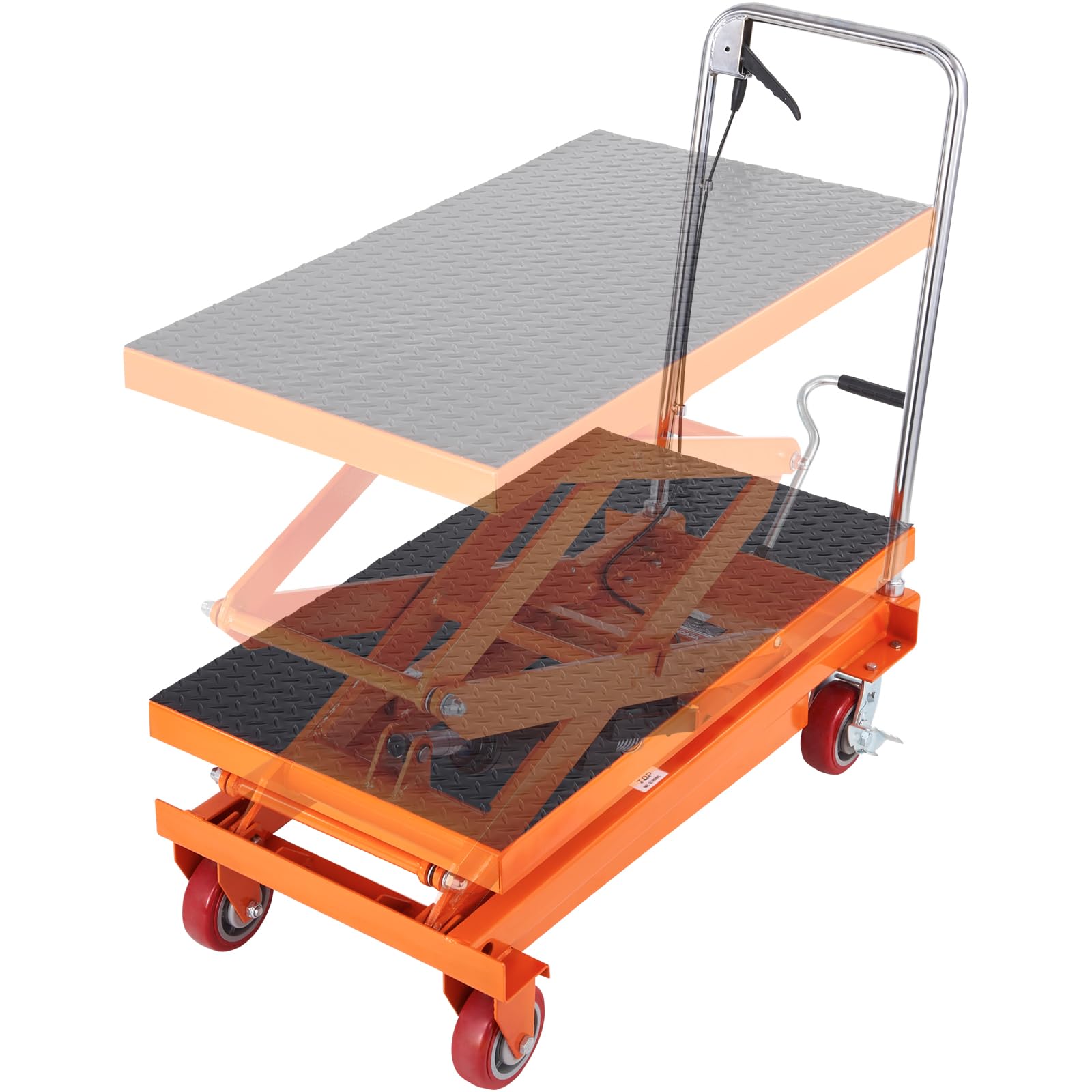 VEVOR TFD35 Hydraulic Lift Table Cart, 770lbs Capacity 59'' with 4 Wheels and Non-Slip Pad, for Material Handling and Transporta