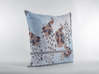 HomeRoots Brown On Blue 16â€ Blue Brown Boho Bird Suede Throw Pillow