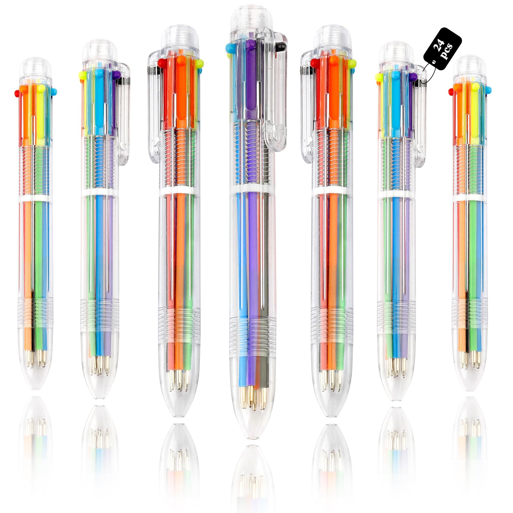 24 Pack Multicolor Pen 0.5Mm 6-In-1 Multicolor Ballpoint Pens For School Office Supplies Party Favors For Kids Teacher Valentine