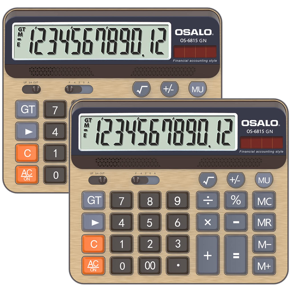 Desktop Calculator Extra Large 5-Inch Lcd Display 12-Digit Big Number Accounting Calculator With Giant Response Button, Battery