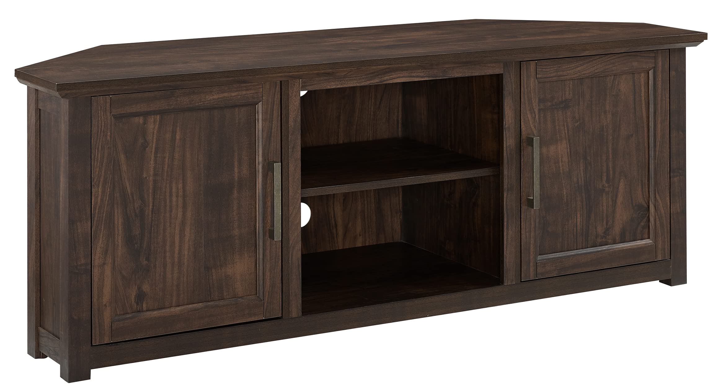 Crosley Furniture Camden Corner TV Stand for 65+ inch TVs, Entertainment Center with Storage Shelves, Dark Walnut