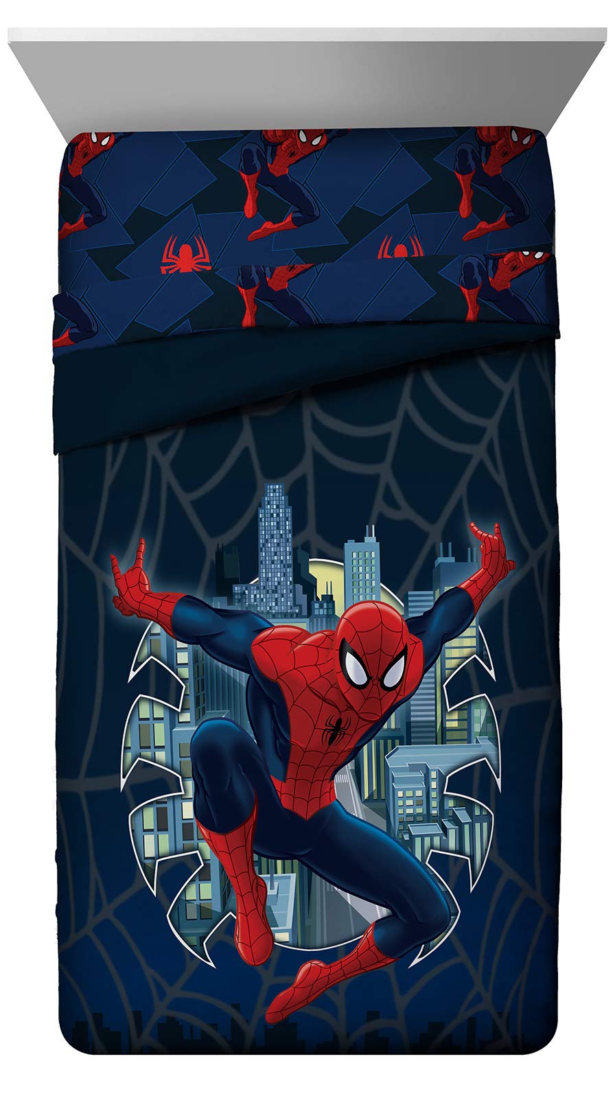 Marvel Spider Man Saving The Day Twin/Full Comforter - Super Soft Kids Reversible Bedding Features Spiderman - Fade Resistant Po
