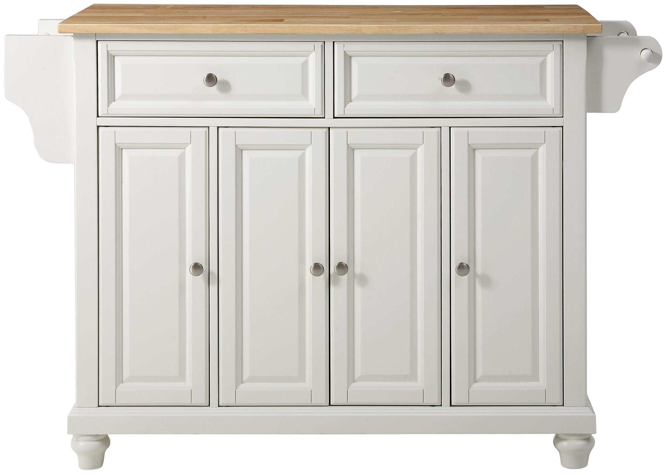 Crosley Furniture Cambridge Wood Top Rolling Kitchen Island Storage Cart, Microwave Stand, Spice Rack, White