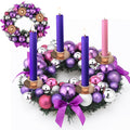Meooeck Purple Ribbon Advent Wreath Set Calendar Season Candle Holder Catholic Christmas Advent Wreaths Centerpiece Decor with R