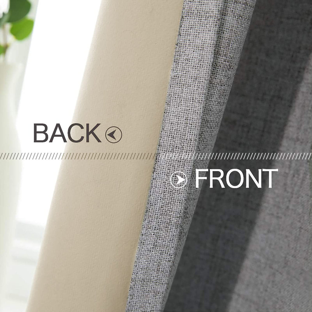 Miulee Linen Blackout Curtains And Drapes 100% Room Darken Thermal Insulated Grommet Window Panels With Coating 2 Pcs W 42 X L 84 Inches Grey